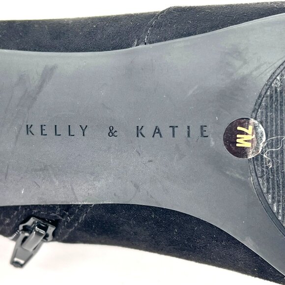 Kelly & Katie Black Chayse Almond Toe Side Cutout High Heels Womens 7M Zippered - Picture 4 of 16